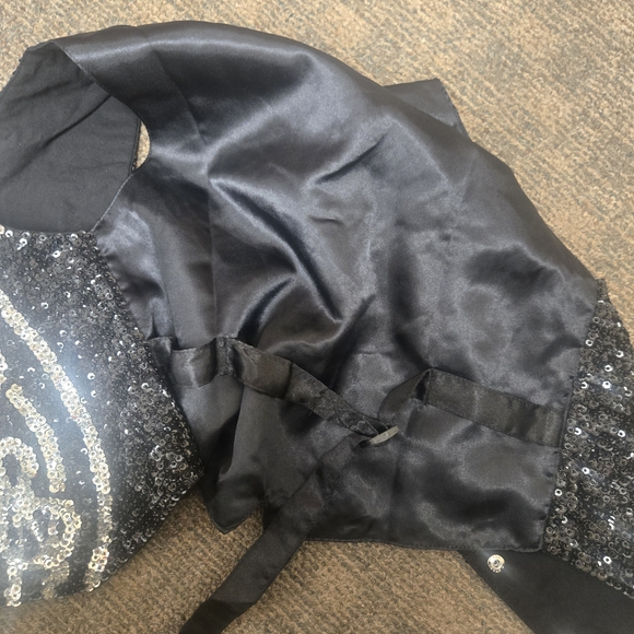 Music Notes Design Black and Silver Sequin Women's Vest XS - Picture 3 of 3